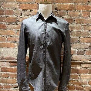Carpe Diem Black Leather Shirt Jacket – Artisanal Handcrafted Italy (2001)